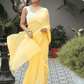 Pale Yellow Mul Mul Cotton Saree - 036