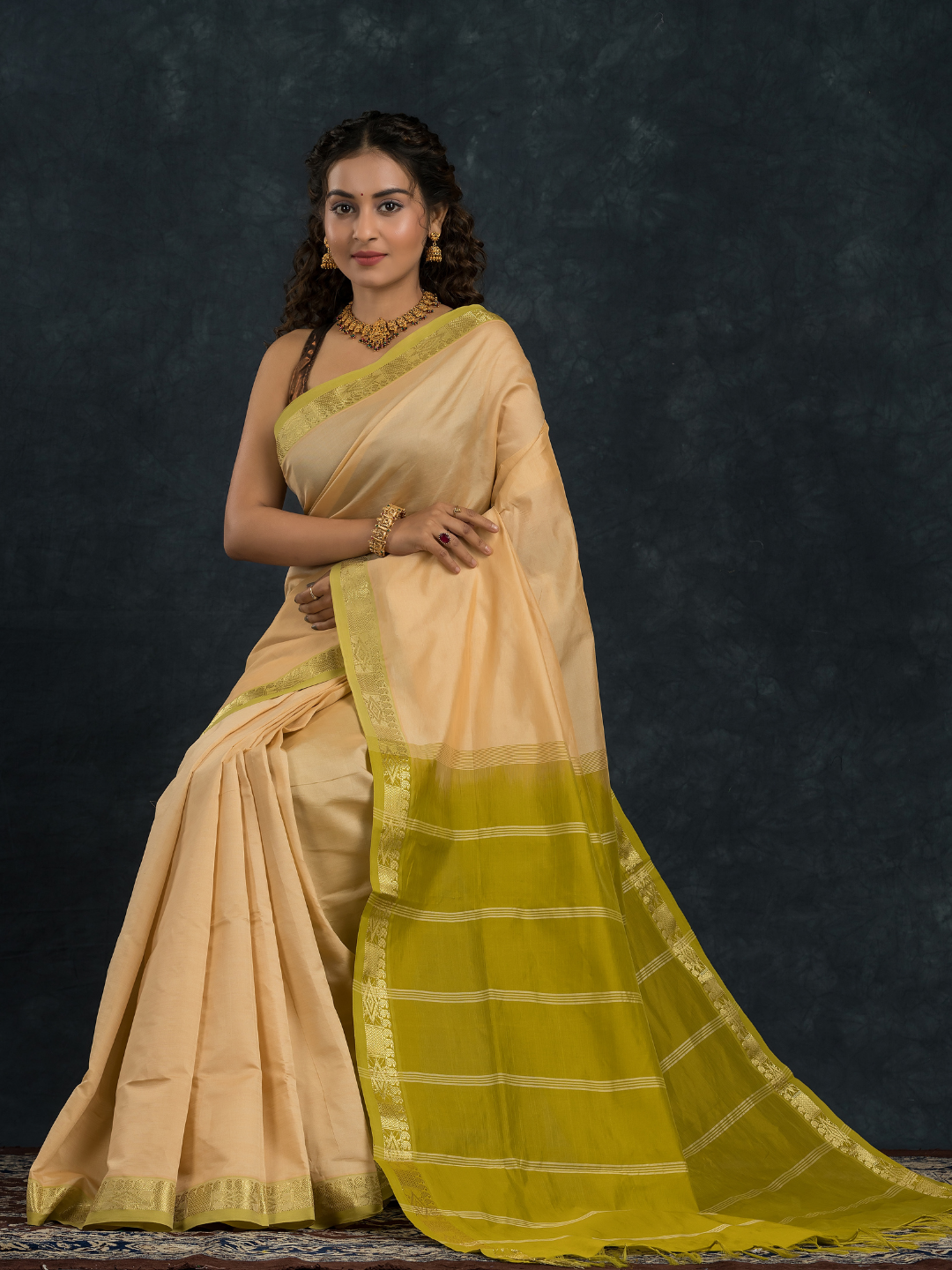 Linen White  Korvai Saree - 146