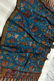 Berry Blue Design Tussar Silk Kalamkari Dupatta -028