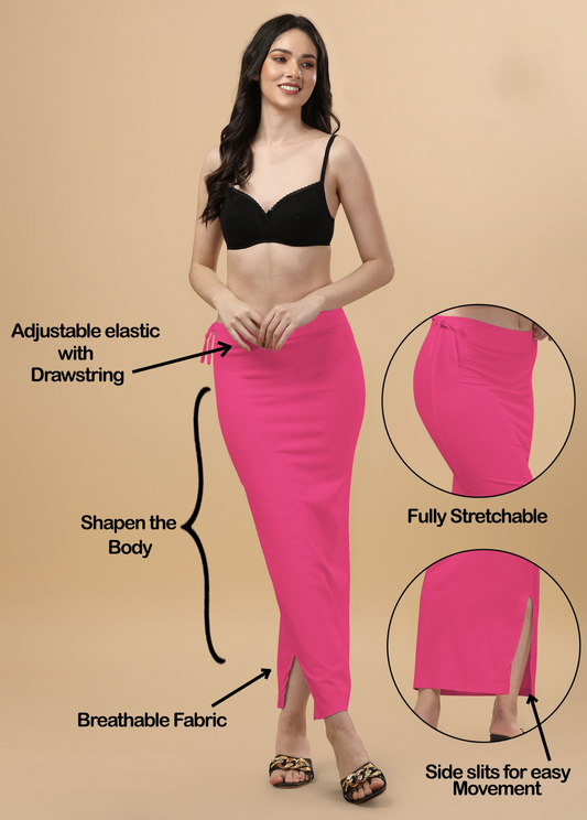 Saree Shapewear Straight Cut Rope Style In Punch Pink Color - 013