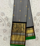 Wenge Brown and Black Golden Border Gadwal Silk Saree-073