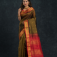 Korvai Saree with small buttas Forest Green And Golden Red Border - 157