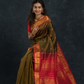 Korvai Saree with small buttas Forest Green And Golden Red Border - 157