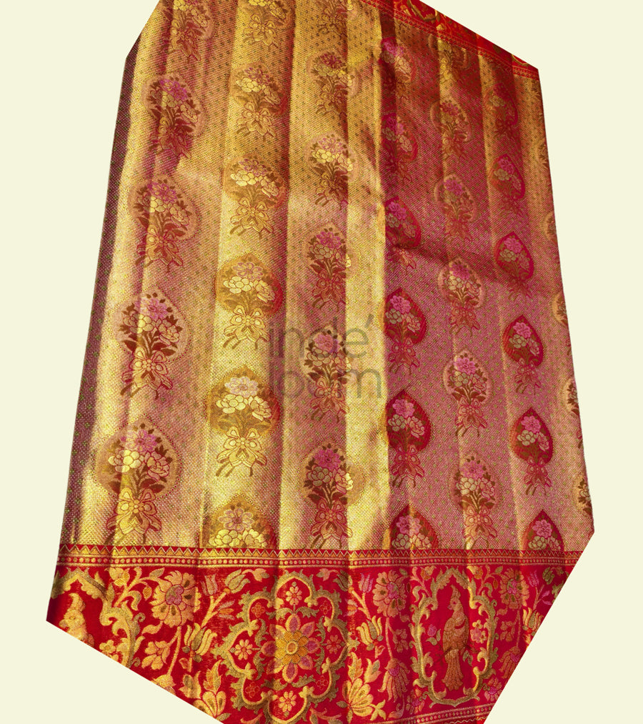 Marron Pink with Golden Designed Border Kanjivaram Saree-042