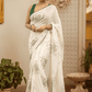 Lace White Mul Mul Cotton Saree - 037 - indeloom