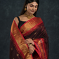 Ink Black and Red Border  Korvai Saree - 097