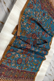 Spacer Blue  Design Tussar Silk Kalamkari Dupatta -029