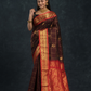 Korvai Saree With Dark Brown and Golden Red Border - 123