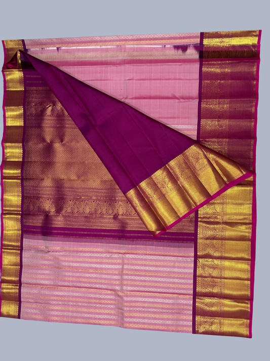 Pure Handwoven Kanchi  Silk Saree In Light Pink -215