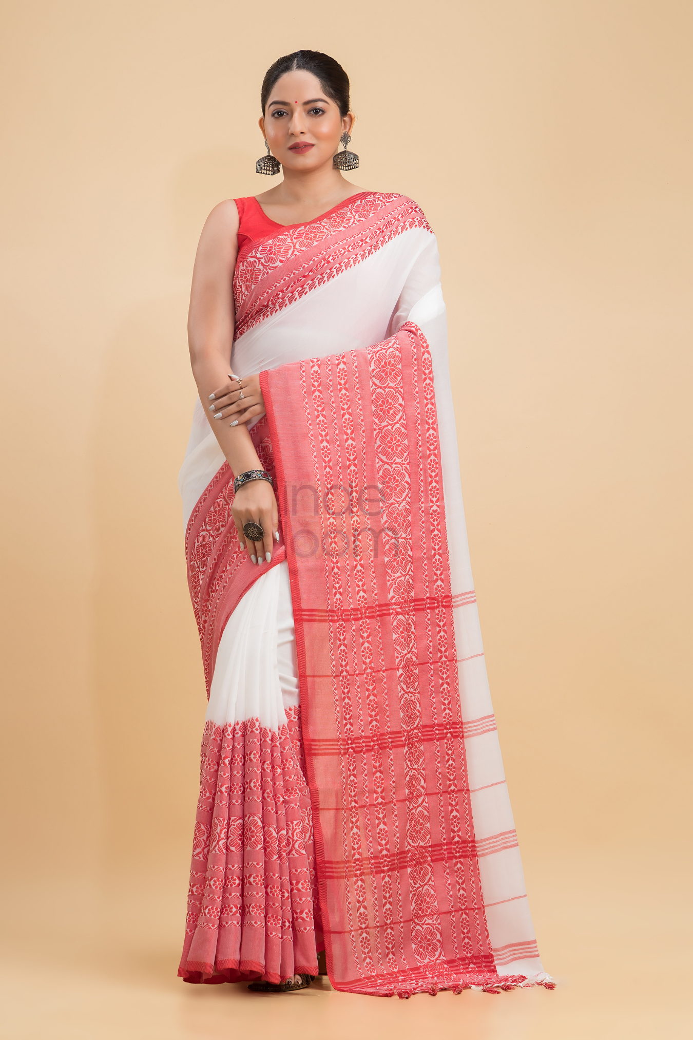 Dewali Silk Saree  Red Zari Border-002