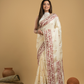 Linen White Tussar Silk Jamdani Saree - 044