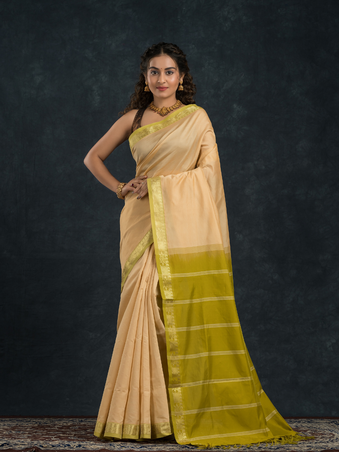 Linen White  Korvai Saree - 146