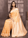 Chanderi Silk Floral Saree In Corn Yellow (Precision Looms) - 005