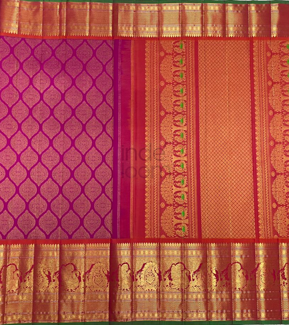 Soft Maroon and Gold Border Kanjivaram Silk Saree-010