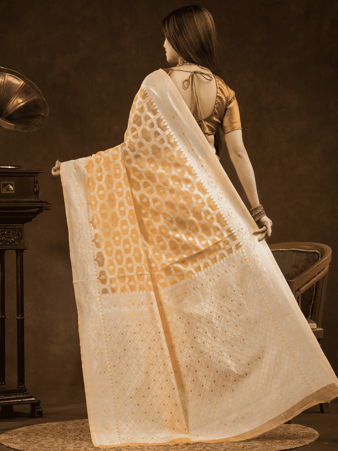 Pale Yellow Cotton Silk Saree - 010