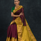 Korvai Saree Lakshadeepam with grand border - Wine Purple and Yellow Border - 152