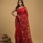 Muslin Jamdani Saree With Chilli Red - 026