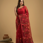 Muslin Jamdani Saree With Chilli Red - 026