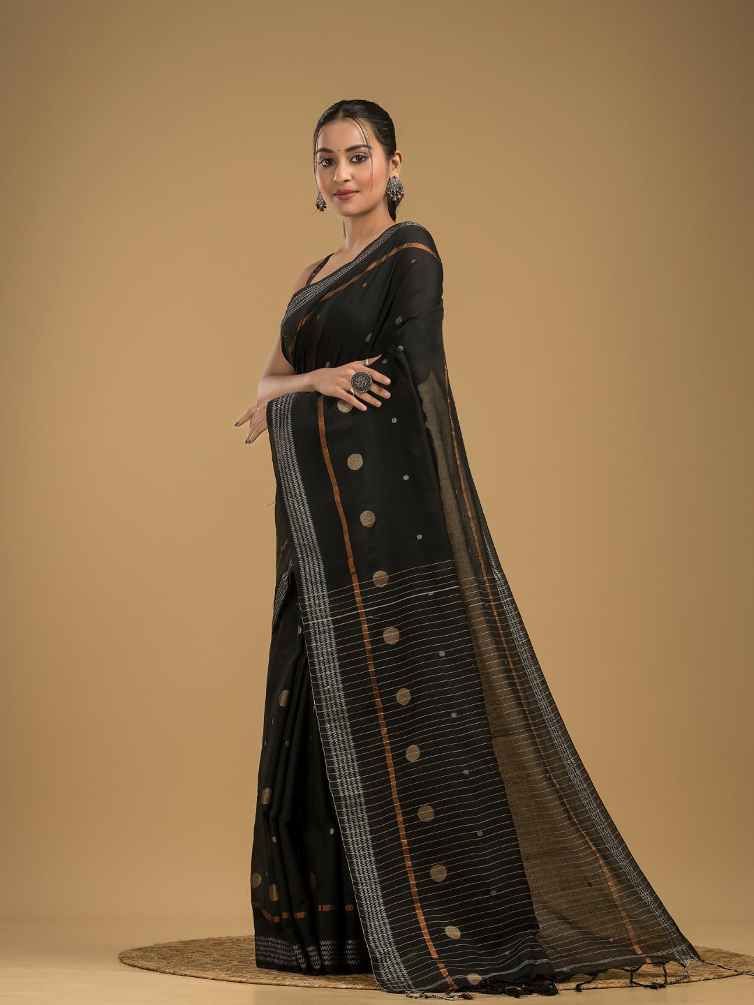 Ink Black Jamdani Saree - 037