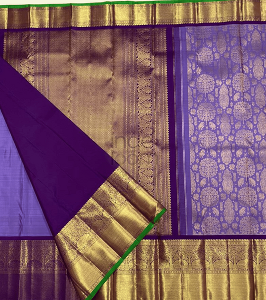 Royal blue design- golden design pallu gadwal saree - 064