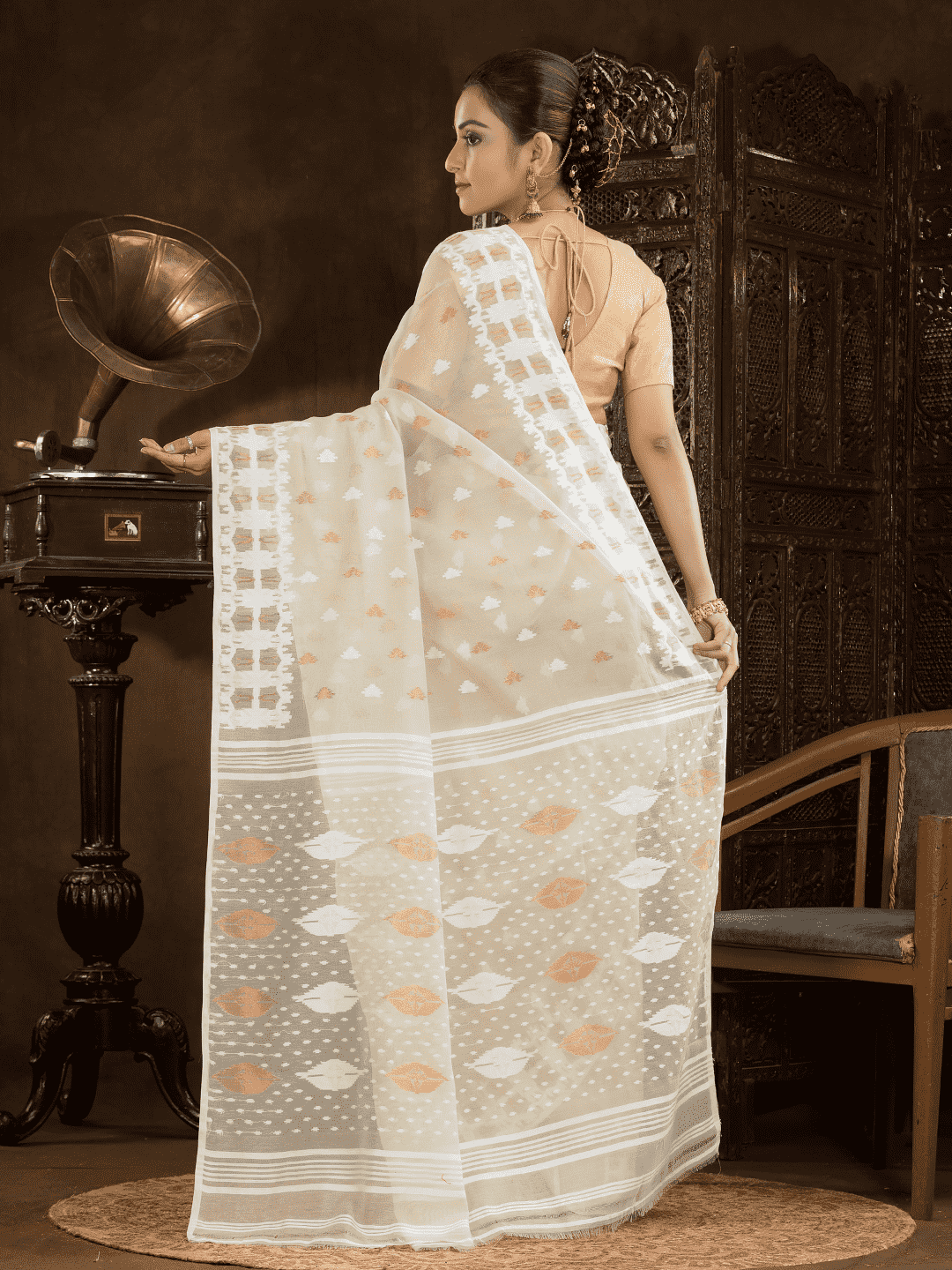 Pale Yellow Jamdani Saree - 005