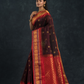 Ink Black and Red Border  Korvai Saree - 097