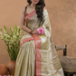 Tissue Silk Saree In Bone White -023