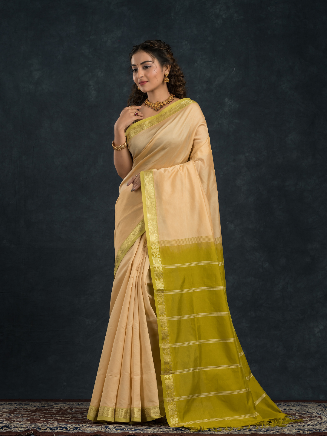 Linen White  Korvai Saree - 146