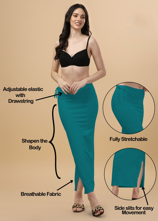 Saree Shapewear Straight Cut Rope Style In Teal Green Color - 015