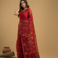 Muslin Jamdani Saree With Chilli Red - 026