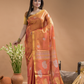 Tissue Silk Saree In Fire Orange - 031