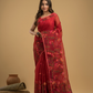 Muslin Jamdani Saree With Chilli Red - 026