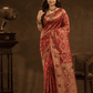 Banarasi Silk Ethnic Motifs Saree In Classic Red (Precision Looms) -009