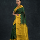 Korvai Saree Forest Green Design and Yellow Border -111