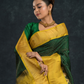 Korvai Saree Forest Green Design and Yellow Border -111