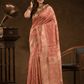 Chanderi Silk Floral Saree in Coral Pink (Precision Looms) -011