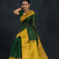 Korvai Saree Forest Green Design and Yellow Border -111