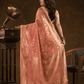 Chanderi Silk Floral Saree in Coral Pink (Precision Looms) -011