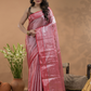 Rose Pink with Pink Border Tissue Silk Saree-028