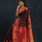 Ink Black and Red Border  Korvai Saree - 097