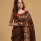 Matka Silk Jamdani Saree With Umber Brown - 028 - indeloom