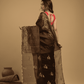 Matka Silk Jamdani Saree With Umber Brown - 028 - indeloom