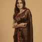 Matka Silk Jamdani Saree With Umber Brown - 028 - indeloom