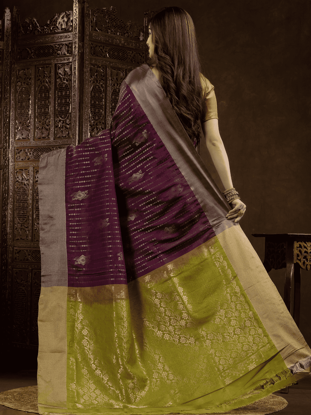 Mulberry Purple Cotton Silk Saree - 011