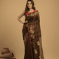 Matka Silk Jamdani Saree With Umber Brown - 028 - indeloom