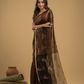 Matka Silk Jamdani Saree With Dark Brown and Black - 029