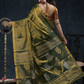 Tissue Silk Saree In Olive Green 026