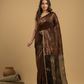 Matka Silk Jamdani Saree With Dark Brown and Black - 029