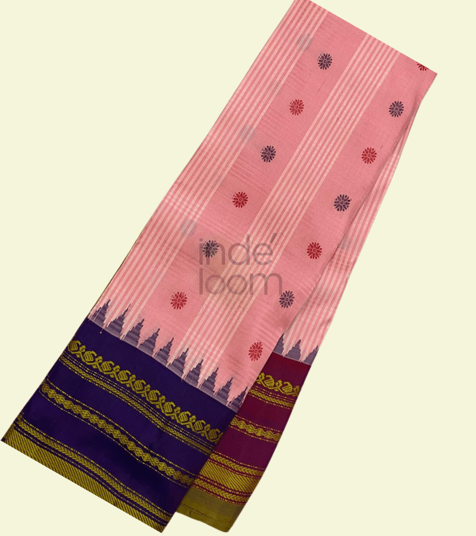 Rose Pink - Purple Design Gadwal Saree- 065