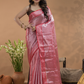 Rose Pink with Pink Border Tissue Silk Saree-028